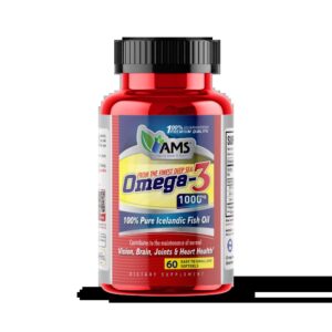 AMS Omega 3 1000 mg 60 softgels: The Essential Fatty Acids for Supporting Heart Health, Boosting Brain Function, and Joint Mobility