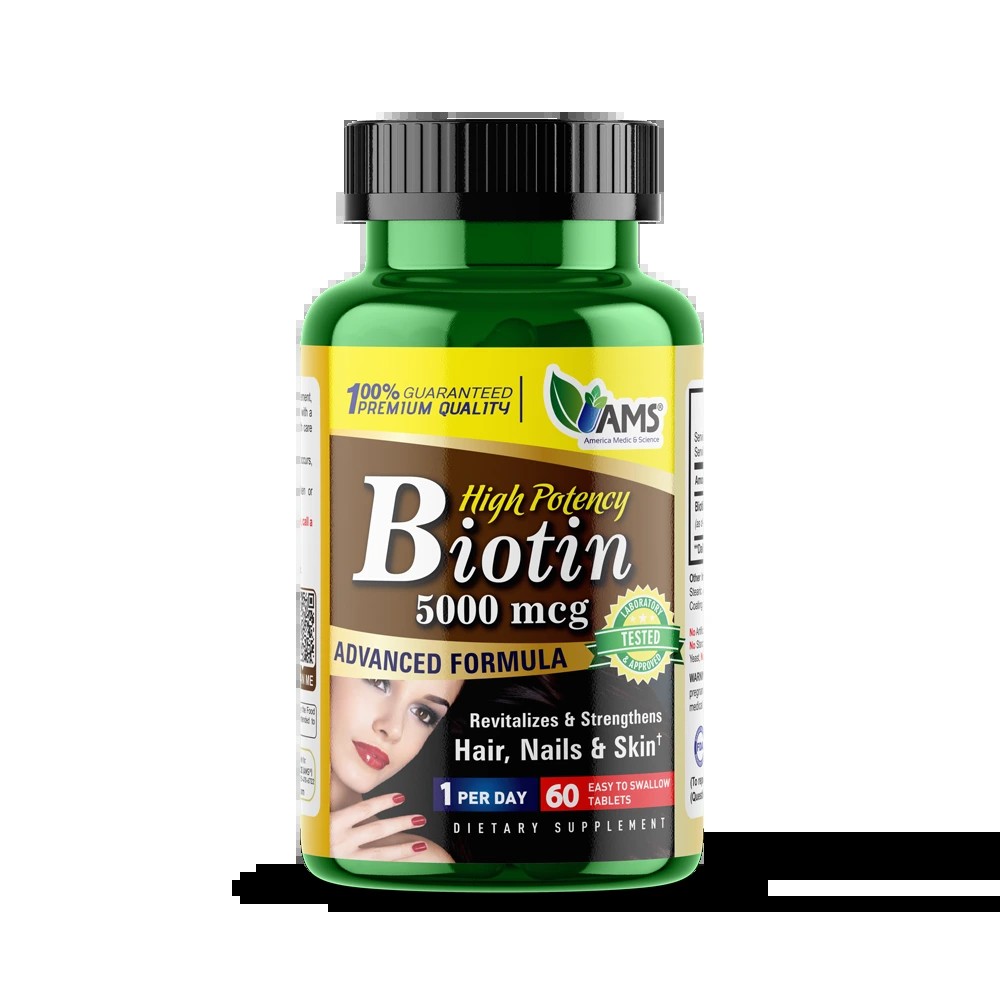 AMS Biotin 5000 mcg 60 Tablets: The "Beauty Vitamin" for Thicker Hair, Harder Nails, and Radiant Skin