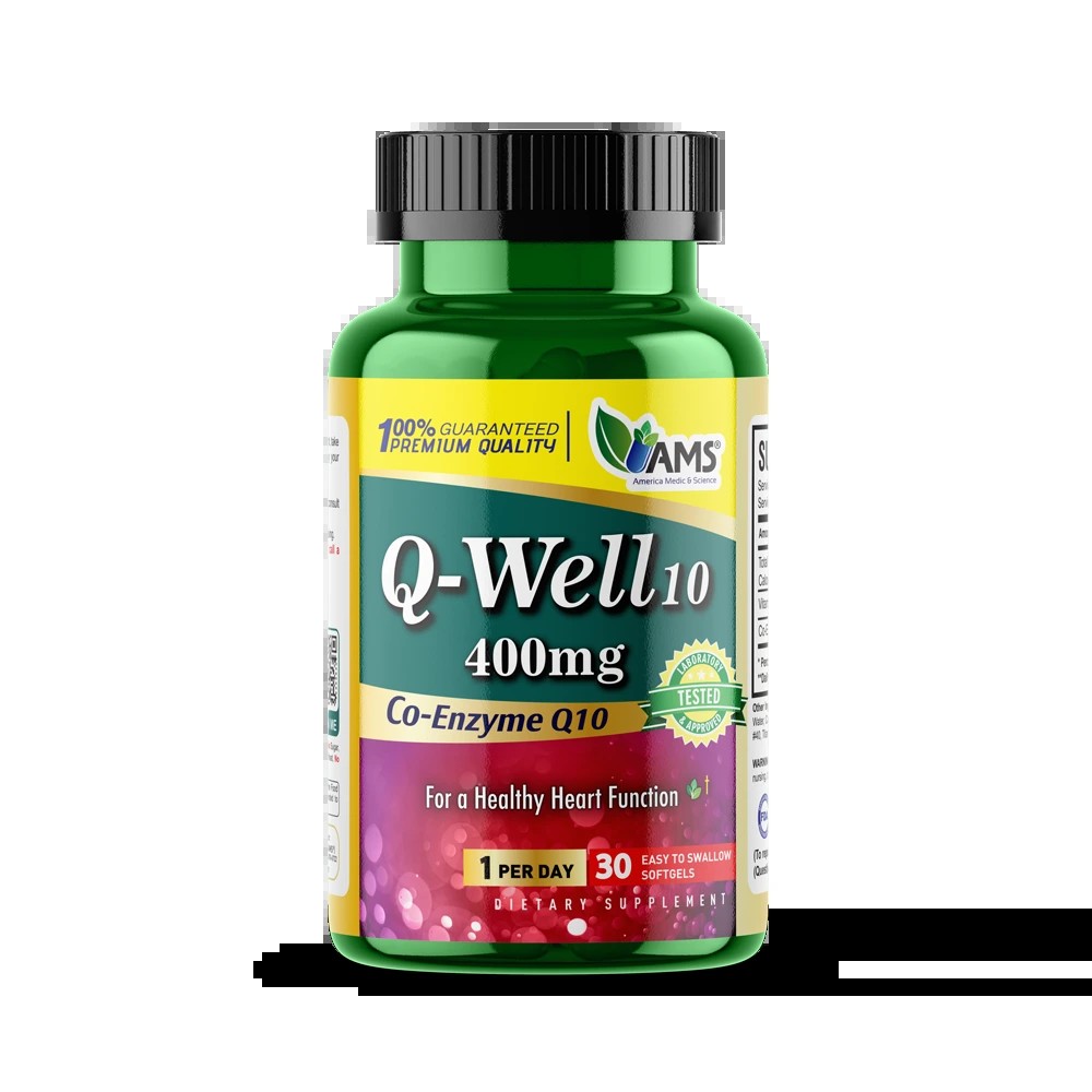 AMS Q well 10 400 mg: The High-Potency Coenzyme Q10 for Optimal Heart Function, Reproductive Health, and Cellular Energy